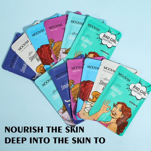 MOOYAM Niacinamide Mask Hydrating Hyaluronic Acid Mask BAD GIRL Series Red Ginseng Honey Bamboo Charcoal Mask Manufacturer Wholesale Private Label OEM - Image 4