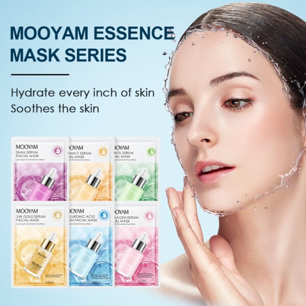 MOOYAM 24K Gold Snail Retinol Essence Mask Moisturizing VC Hyaluronic Acid Collagen Mask Factory Wholesale Private Label OEM - Image 6