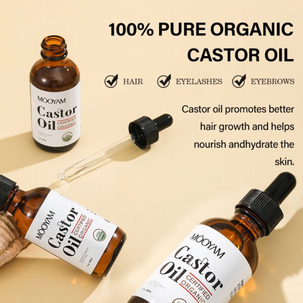 MOOYAM Castor Oil Skin Care Massage Base Oil Hair Eyebrow Eyelash Care Organic Castor Oil Factory Wholesale OEM Private Label - Image 3